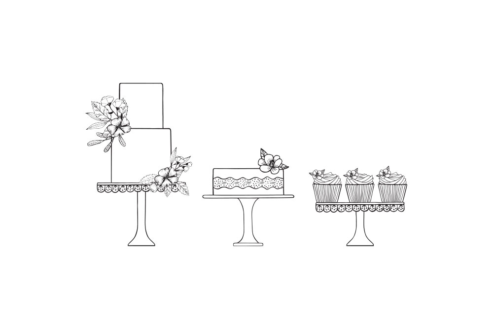 delicate cake brand illustrations for cake baker