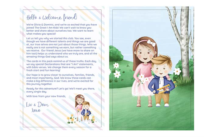 card design for declaration cards and characters