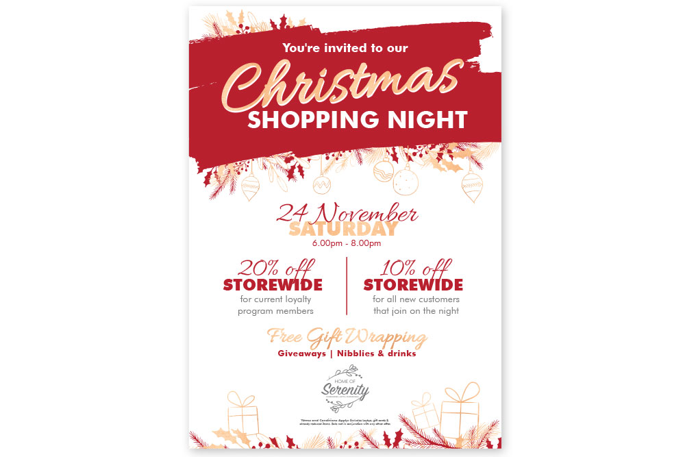 Christmas shopping night advertising poster
