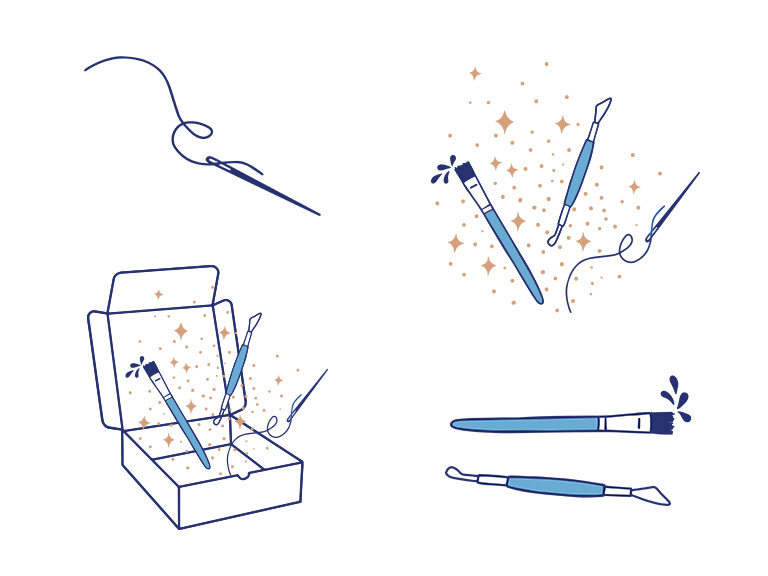 custom hand drawn illustrations for craft subscription box