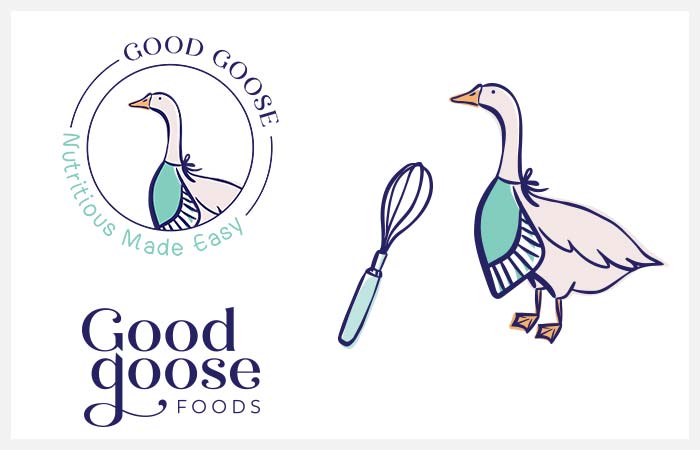Food brand sub-logo and supporting illustrations