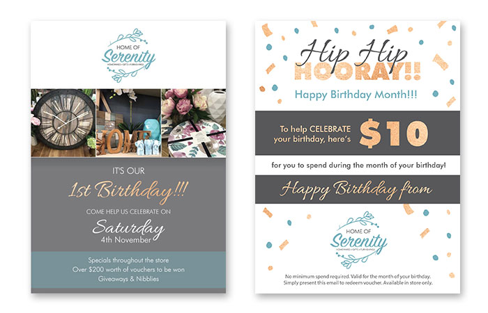 email birthday announcement & birthday discount voucher design
