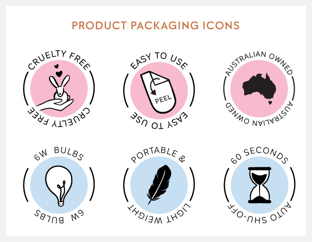 example of some of the highlight stamps used on the packaging