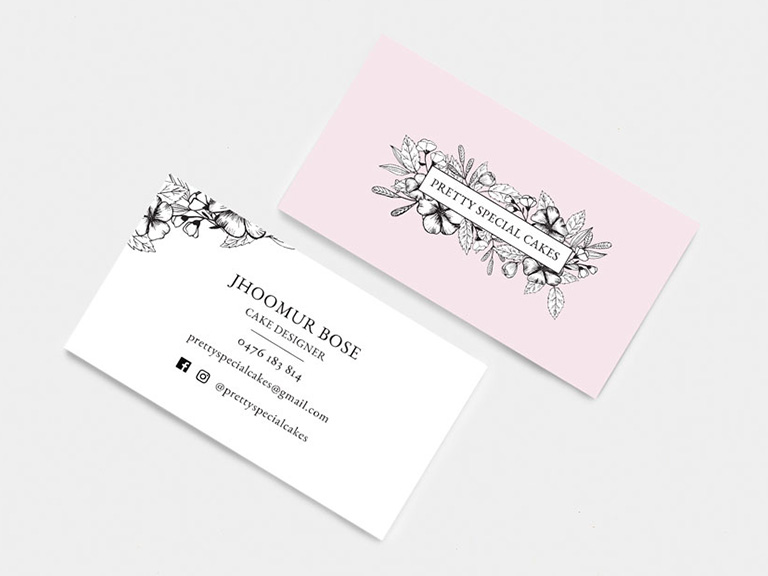 Business card design for cake baker
