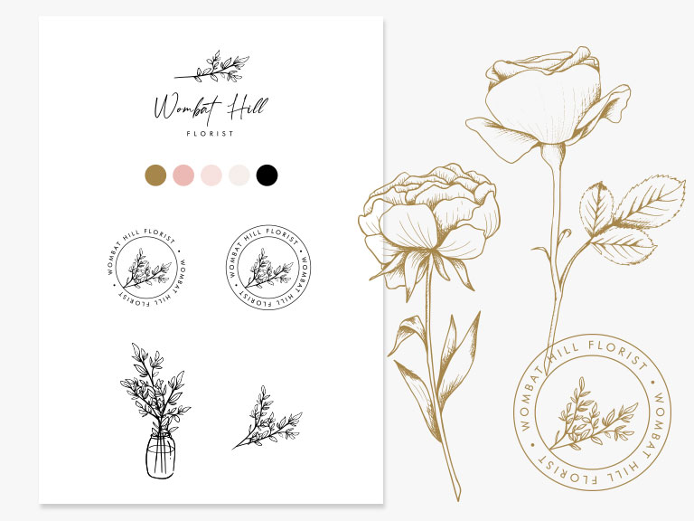Branding design including logo colour palette and illustrations