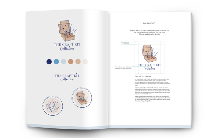 brand including logos & colour palette, brand book display